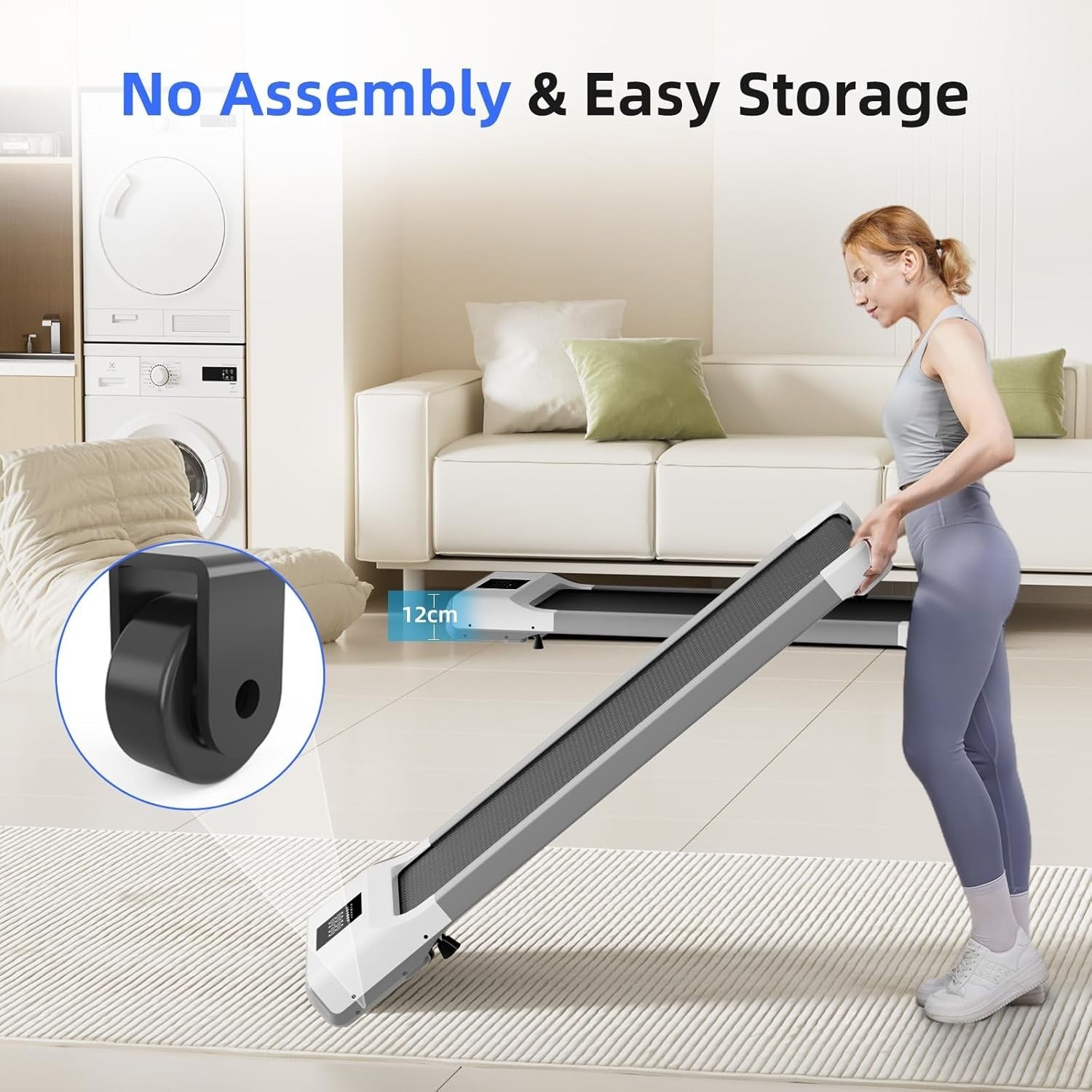 Under Desk Walking Pad Treadmill 6km/h Quiet App Control 136kg Home