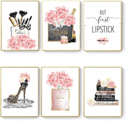 Fashion Wall Art Set of 6 Glam Makeup Prints 8x10 Unframed