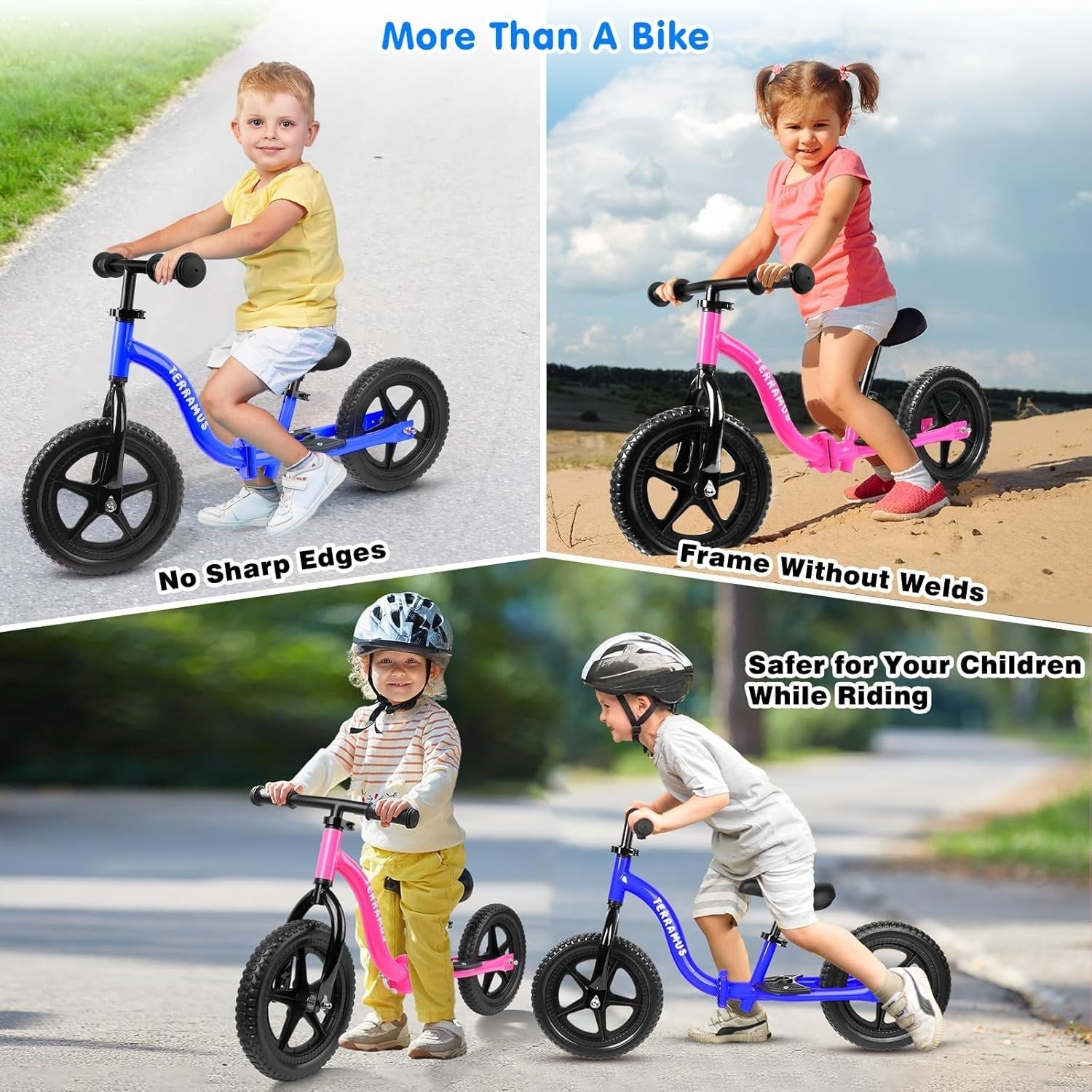 12" Toddler Balance Bike Adjustable Seat Handlebar Training Bike Kids