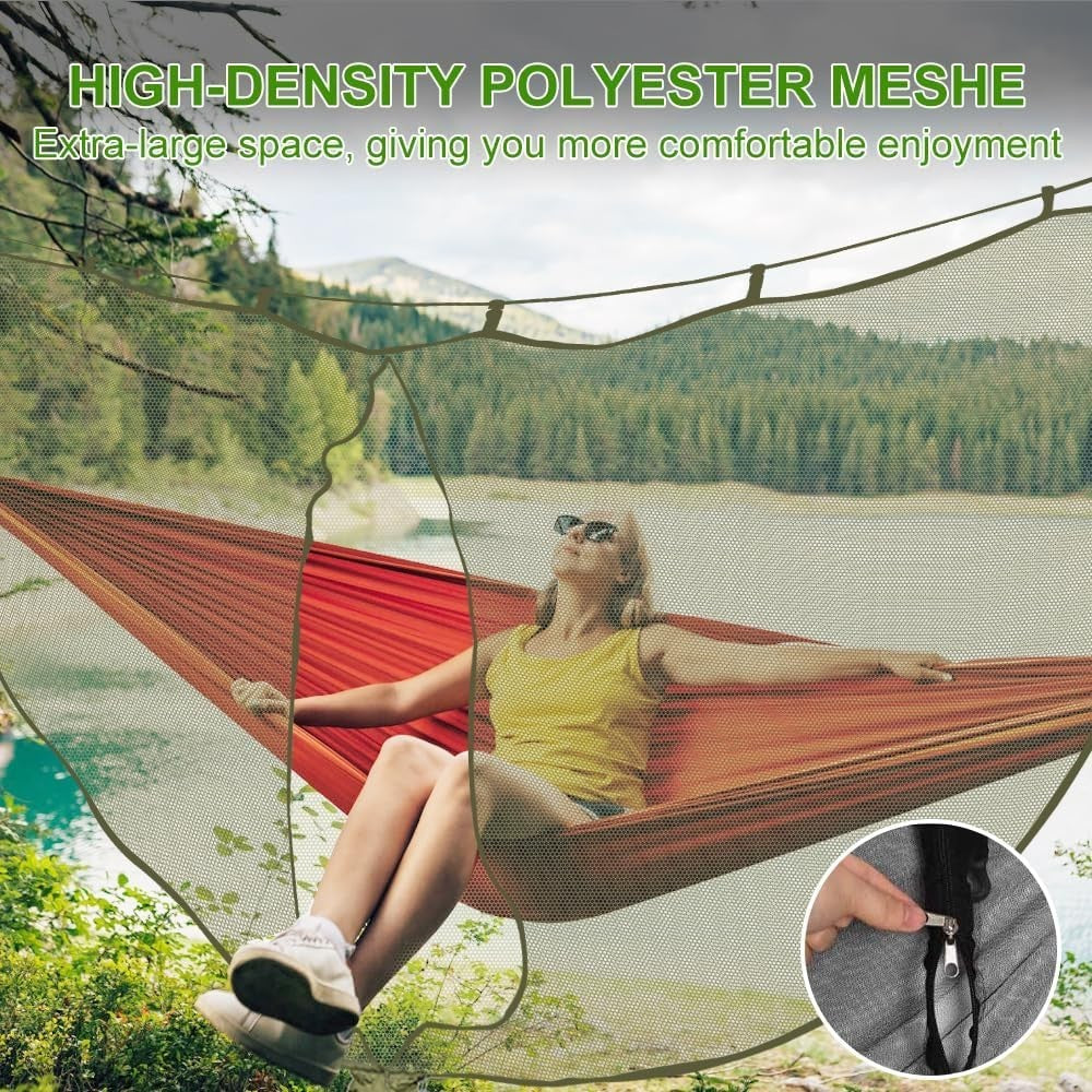 Mosquito Net for Camping Hammock – Lightweight Double Zipper, 1 Person, Military