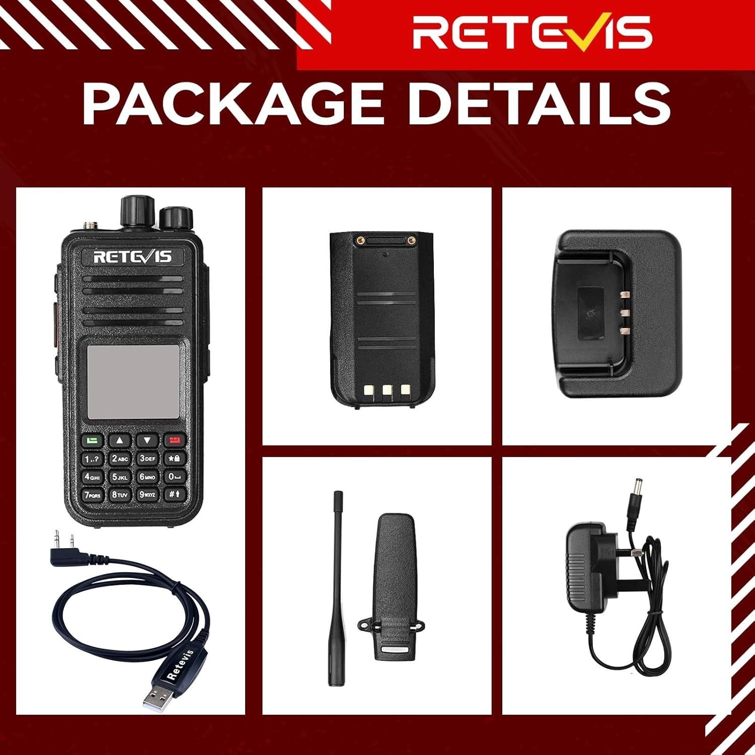 DMR Digital Walkie Talkie Dual Band 3000 Channel Recording Radio