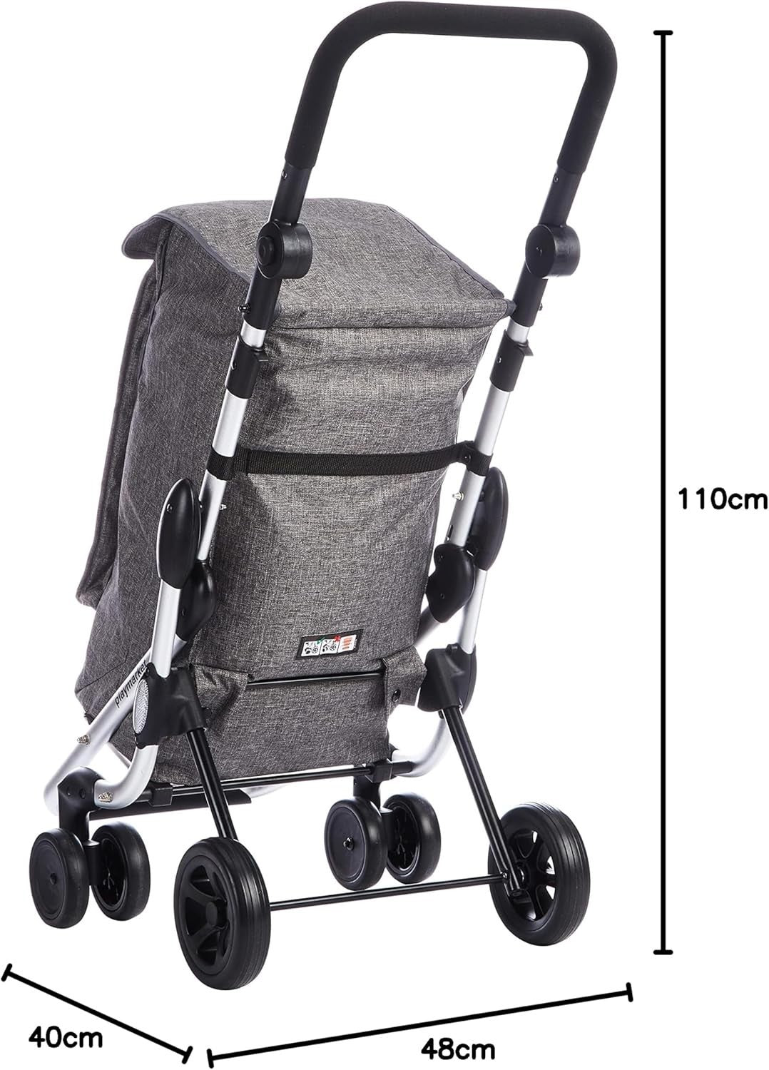 Foppapedretti Go Up Shopping Trolley Grey Sturdy Durable Fabric & Metal