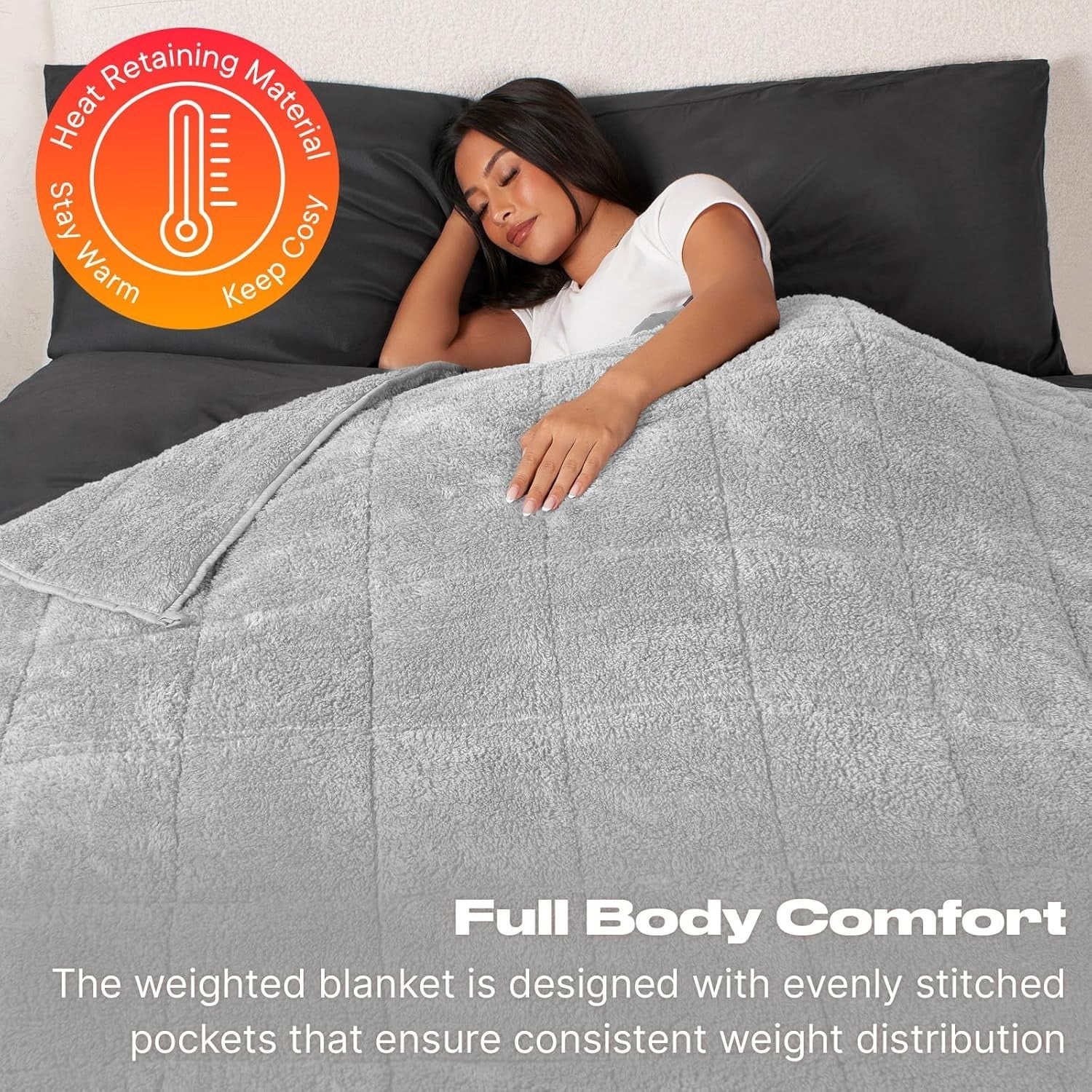 Teddy Fleece Weighted Blanket Silver Grey 4kg 125x150cm Calming Comfort