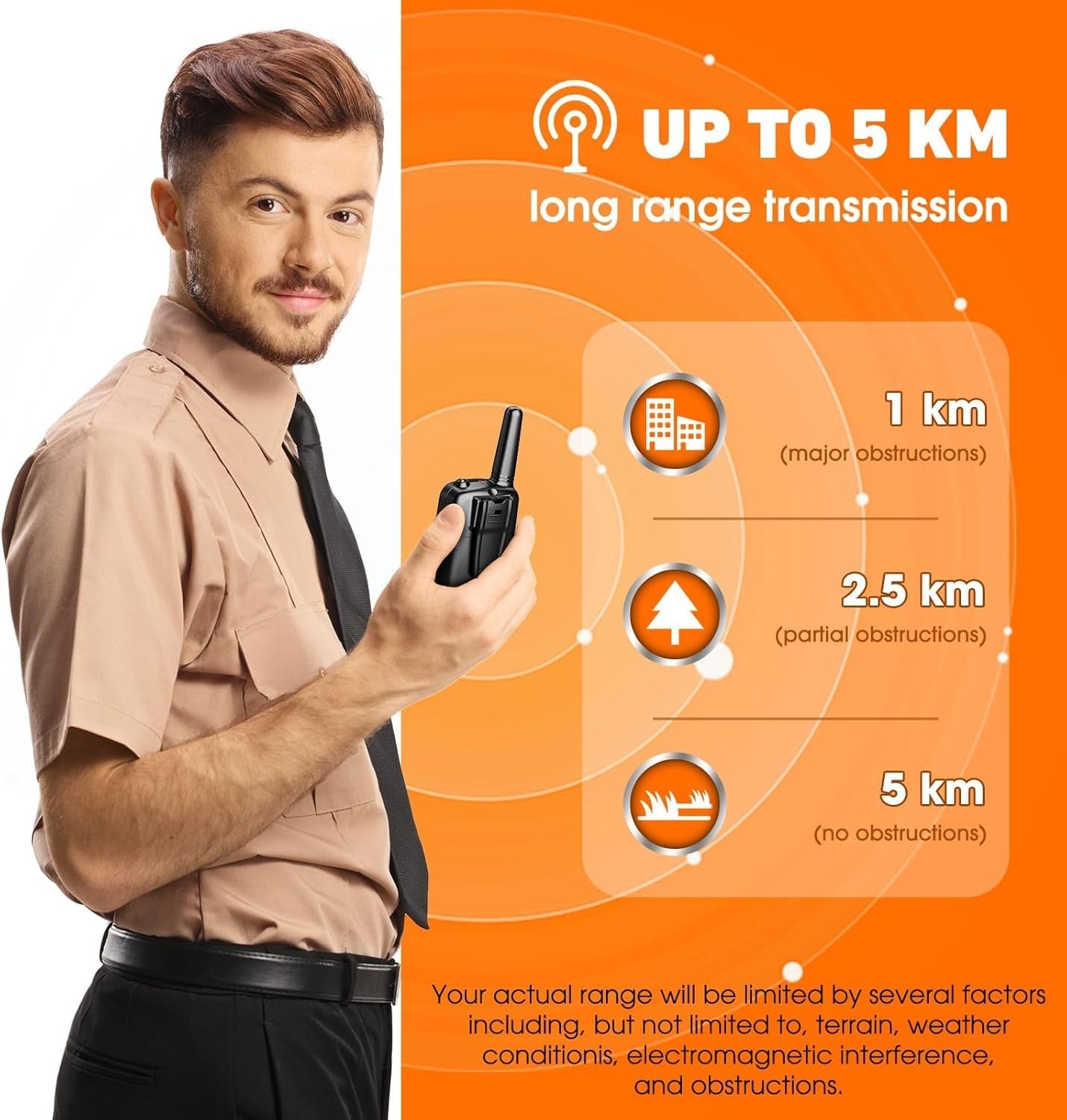 Long Range Walkie Talkies 2 Pack 5KM 22 Channel LCD Torch Outdoor Radio