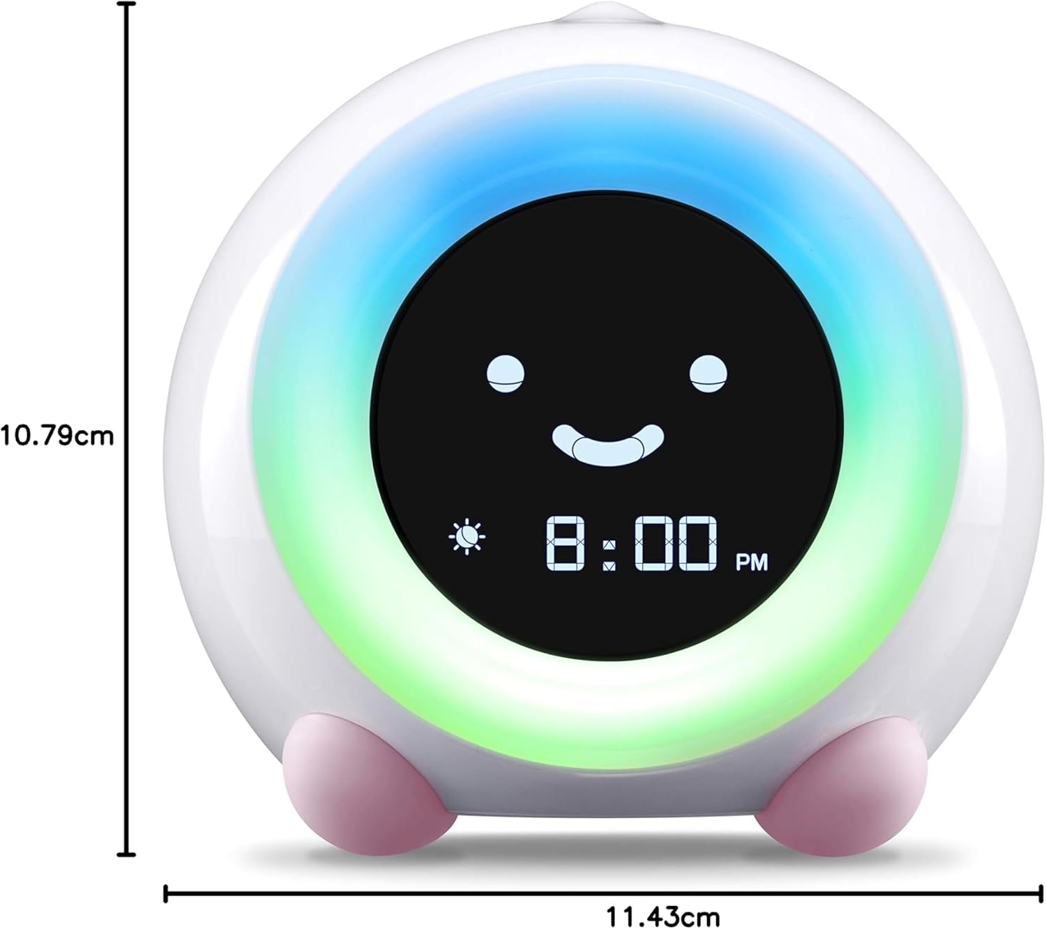 Kids Sleep Trainer Alarm Clock Night Light Sound Machine Blush Pink