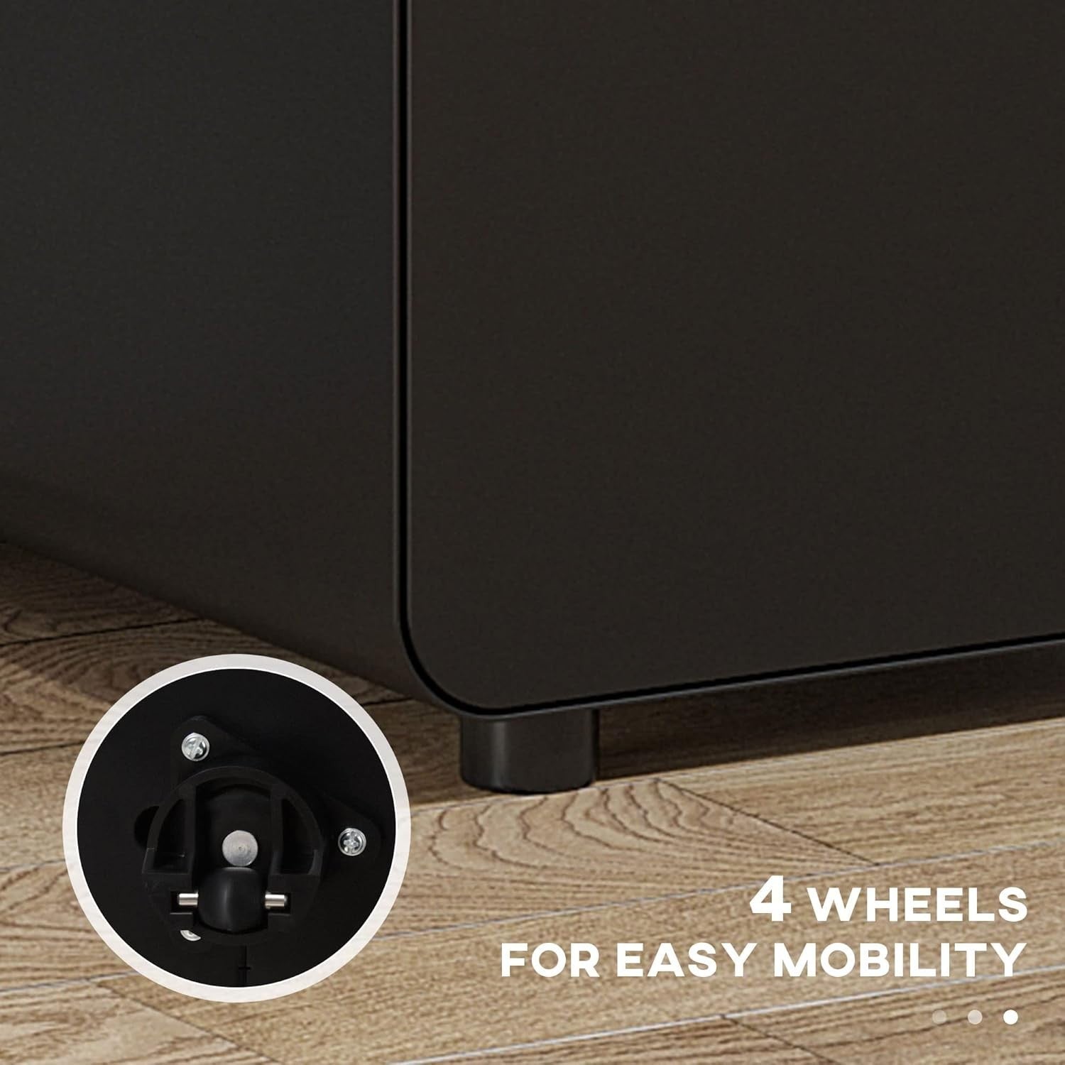 Black 3 Drawer Lockable Filing Cabinet with Wheels – A4 Vertical Office Storage