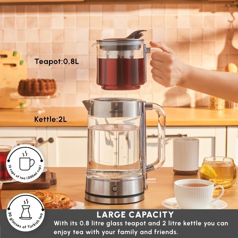 Electric Glass Tea Maker 2.8L 2200W Borosilicate Kettle Keep Warm