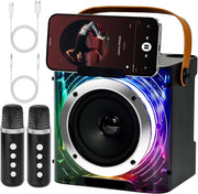Portable Bluetooth Karaoke Machine with 2 Wireless Mics LED Lights