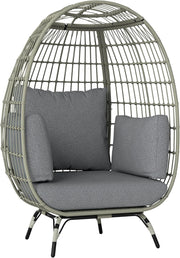 Oversized Egg Chair Garden Lounge Seat with Cushions Modern Rattan Cocoon