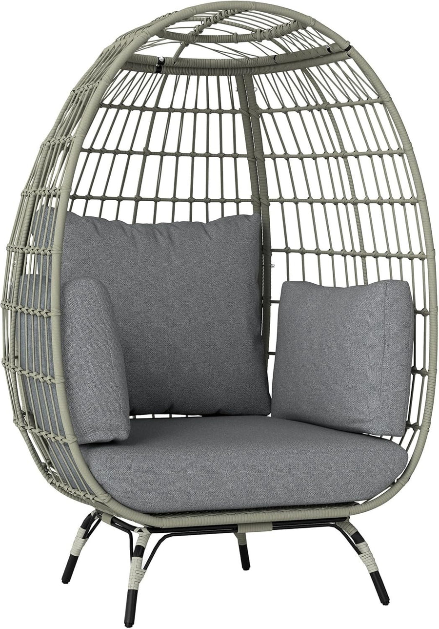 Oversized Egg Chair Garden Lounge Seat with Cushions Modern Rattan Cocoon