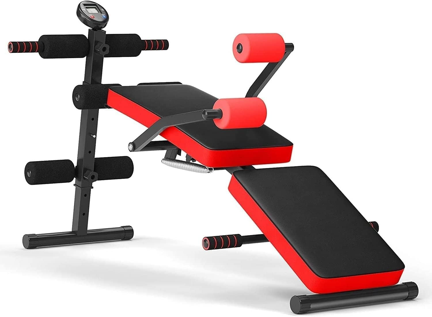 Foldable Adjustable Sit Up Bench With LCD Monitor Full Body Home Gym