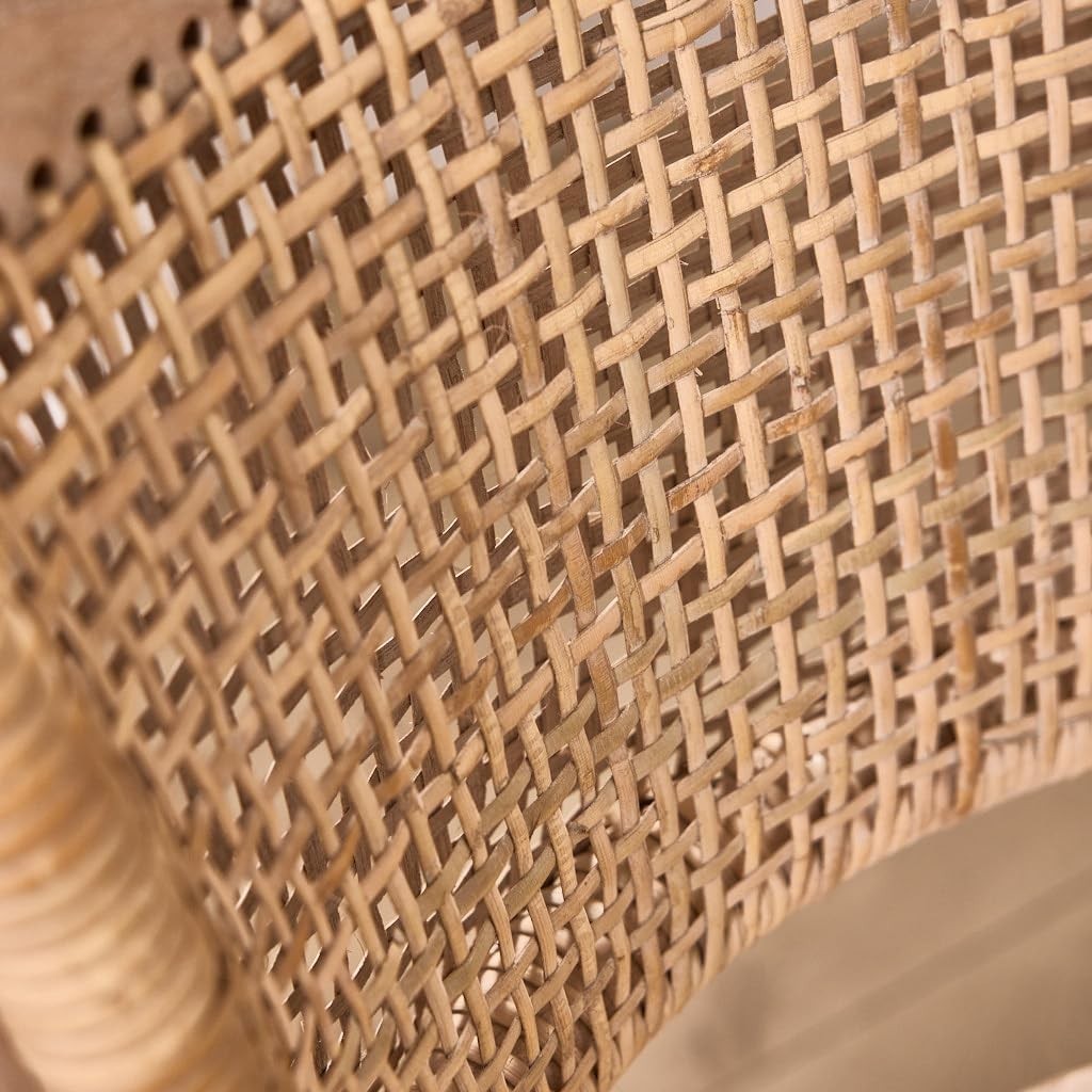Solid Wood Dining Chairs Set of 2 Rattan Back Rustic Kitchen Table Seating