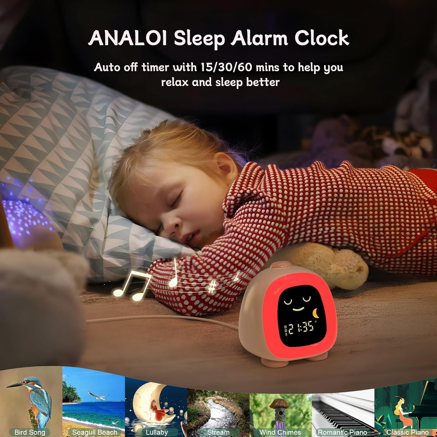 Kids Sleep Training Alarm Clock Night Light Dual Alarm 10 OK to Wake