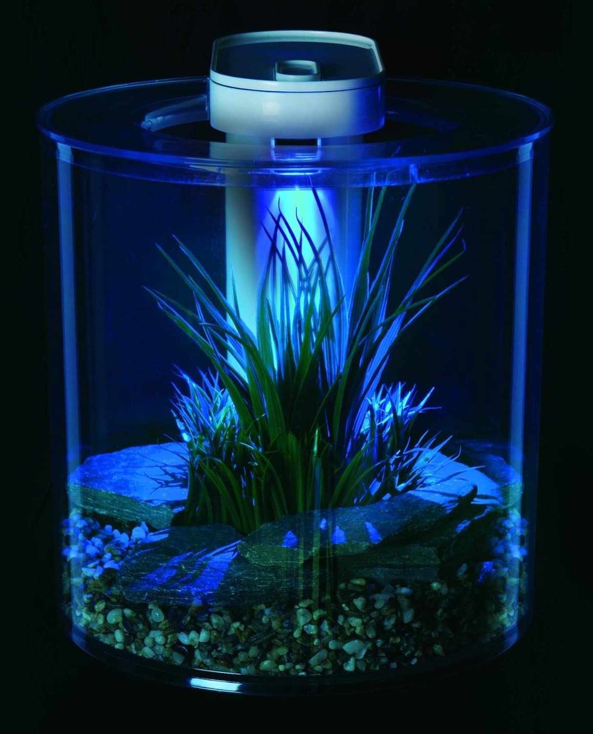 10L Round Fish Tank With Remote LED Lighting Filter Pump Aquarium