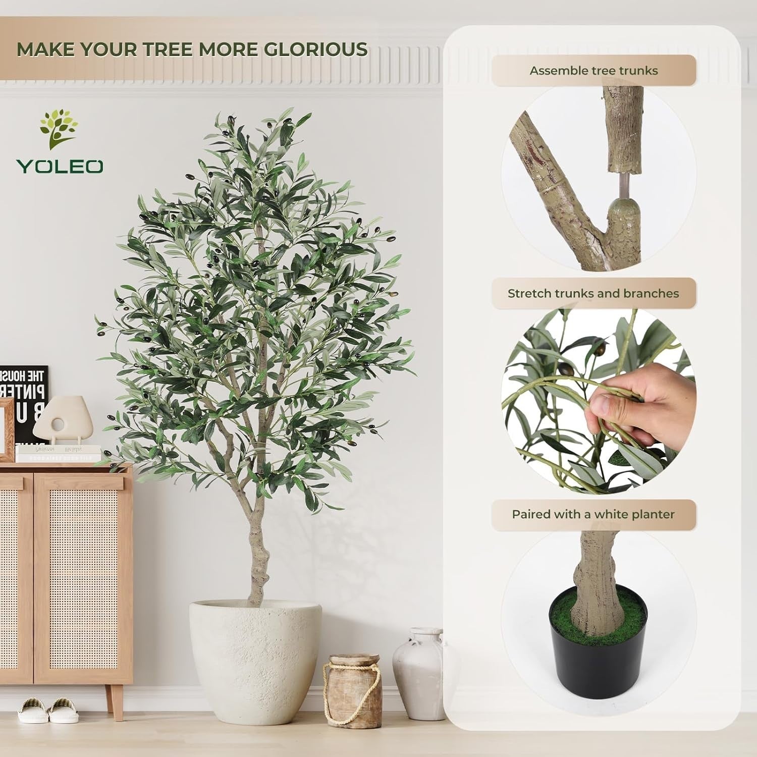6ft Artificial Olive Tree Tall Faux Plant Realistic Leaves Indoor Home Decor