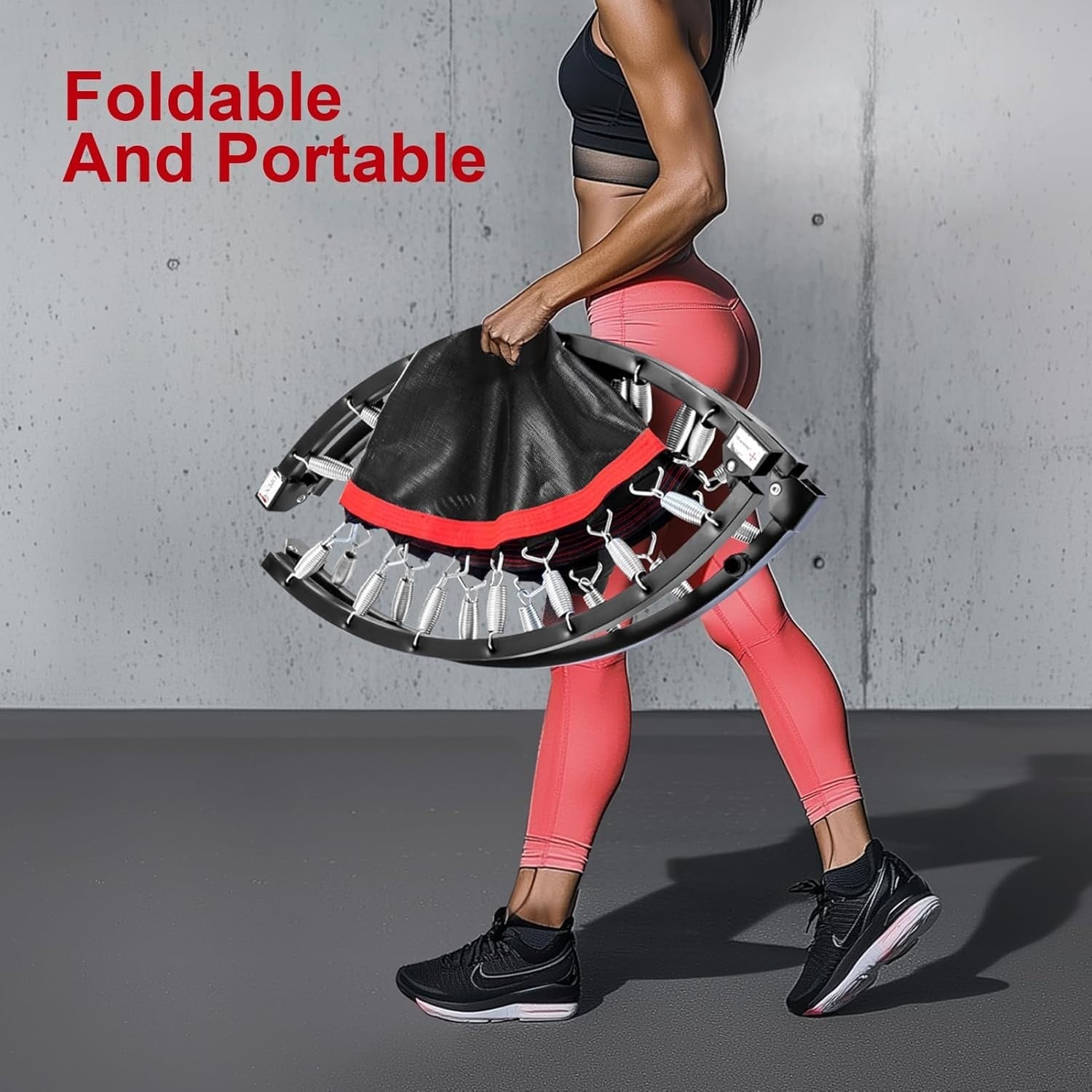 40in Heavy Duty Foldable Rebounder Trampoline Adjustable Handle 485LB