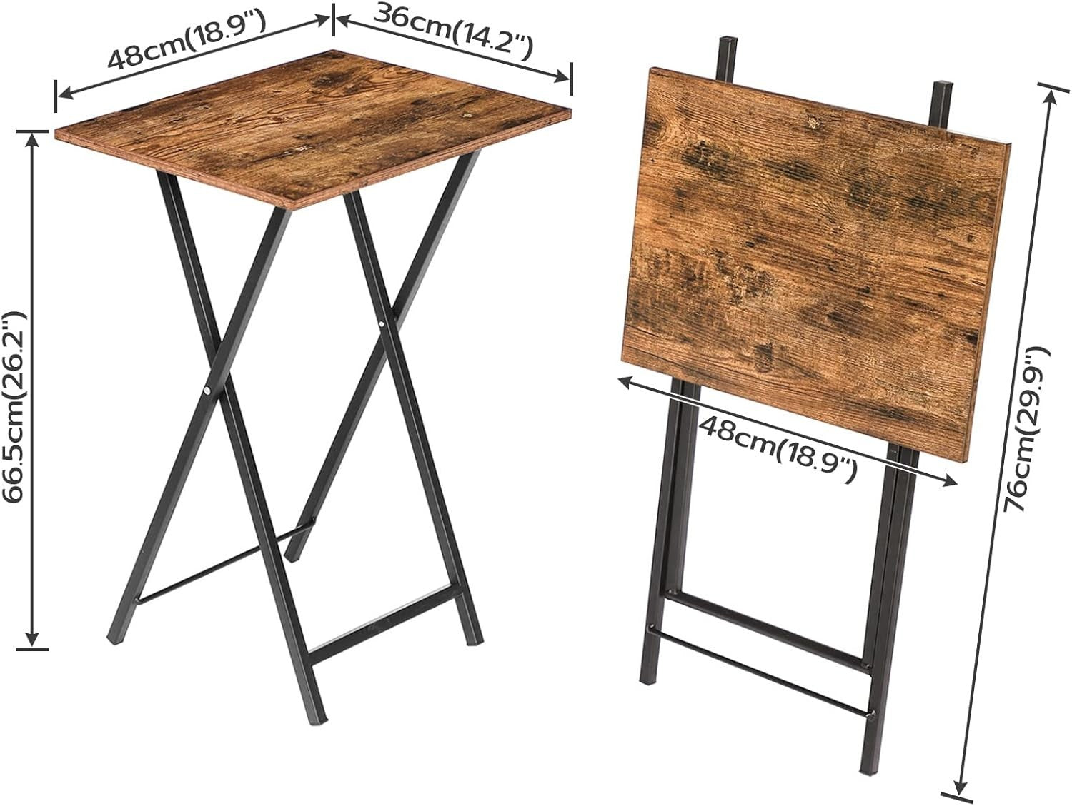 Folding Side Tables Set of 2 – Space-Saving TV Tray Snack Laptop Tables