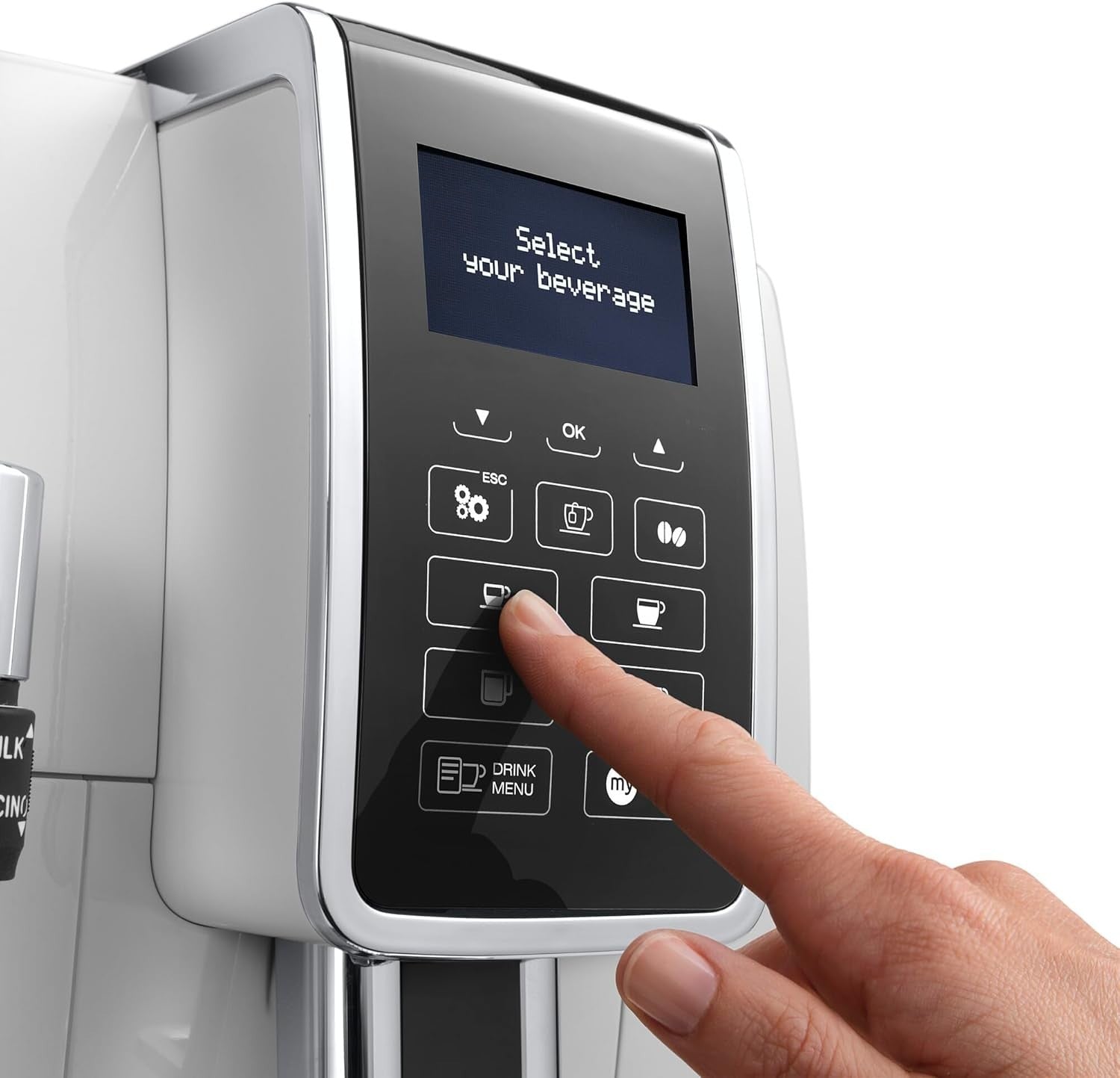 Fully Automatic Bean-to-Cup Coffee Machine Milk Frother 1.8L White 1450W