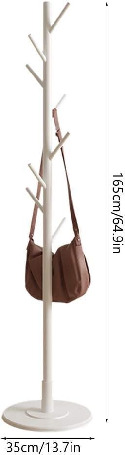 Wooden Standing Coat Rack Tree White Clothes Hanger Organizer for Home Hallway