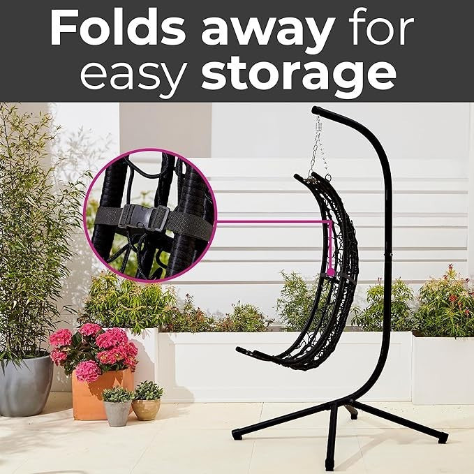 Rattan Egg Chair Swing Hammock Seat w/ Cushions – Foldable 130KG Max