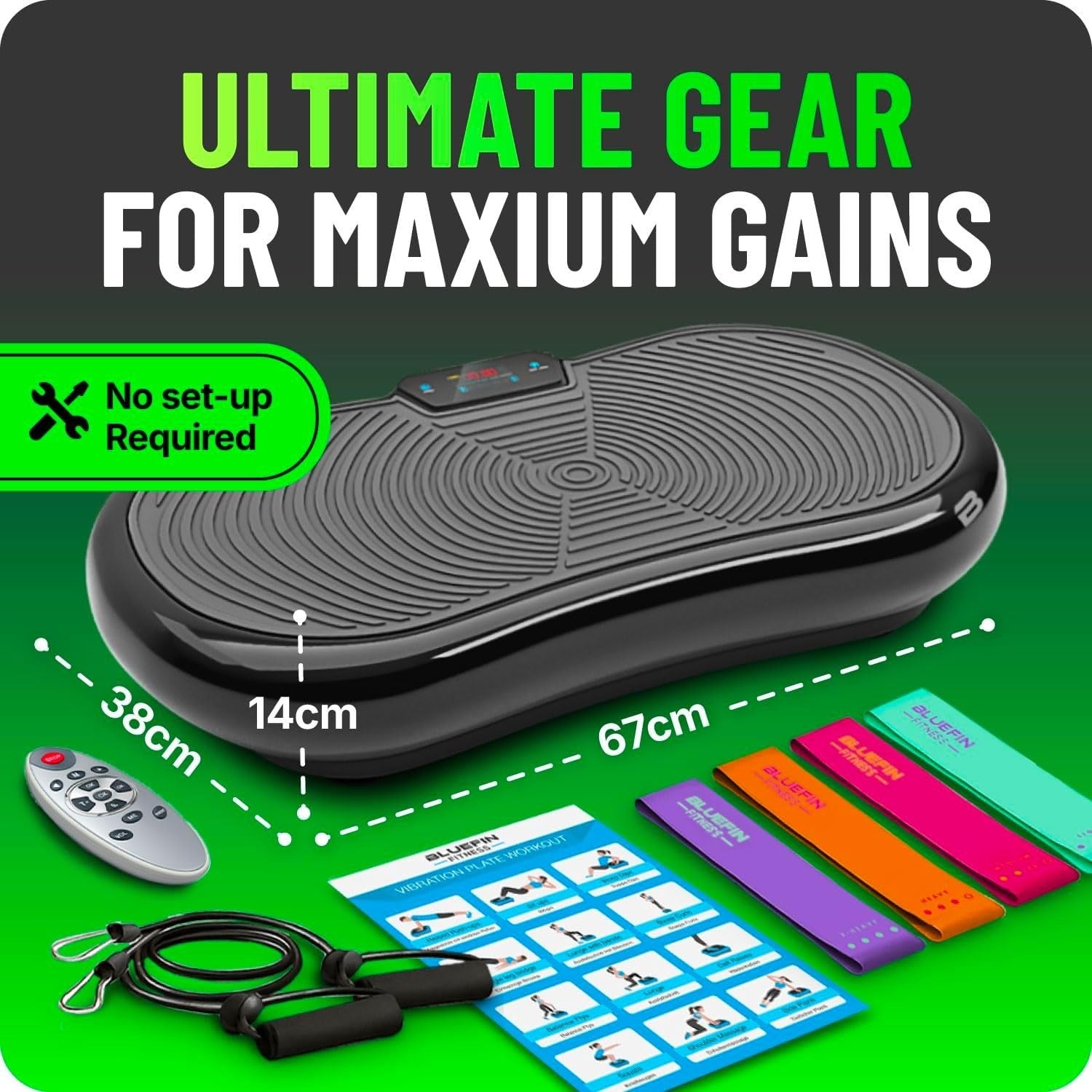 Ultra Slim Vibration Plate Exercise Machine 180 Levels Bluetooth Home Gym
