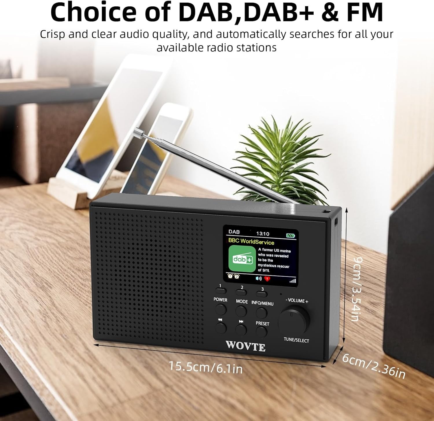 DAB DAB+ Digital Radio Bluetooth Portable Rechargeable Display