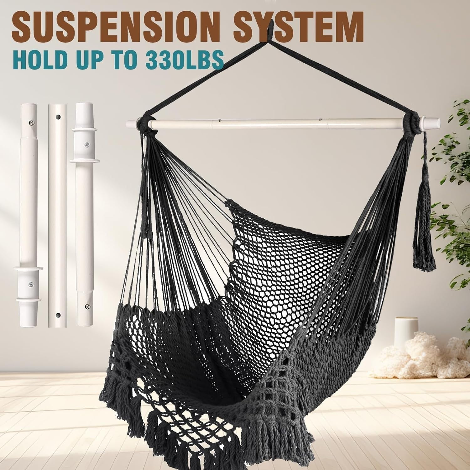 Super Large Hanging Hammock Chair – Comfy Mesh, Indoor Outdoor, 120kg Max