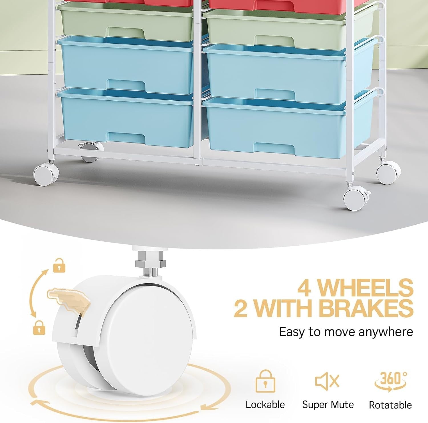 12 Drawer Rolling Storage Cart Craft Organizer Trolley Multicolor