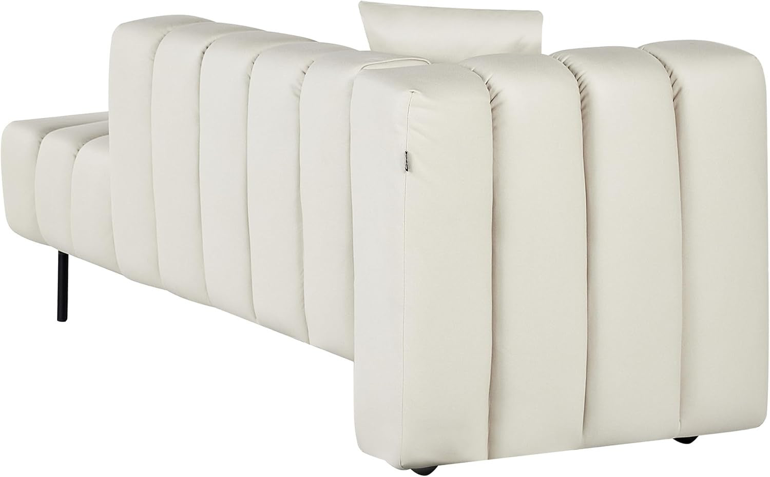 Modern Left Hand Chaise Lounge Vegan Leather Sofa Off-White 173cm Recliner