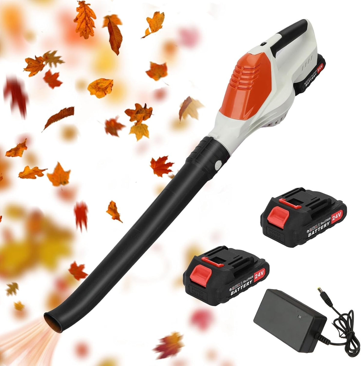 Cordless Leaf Blower 24V Dual Battery Lightweight Handheld Garden Cleaner