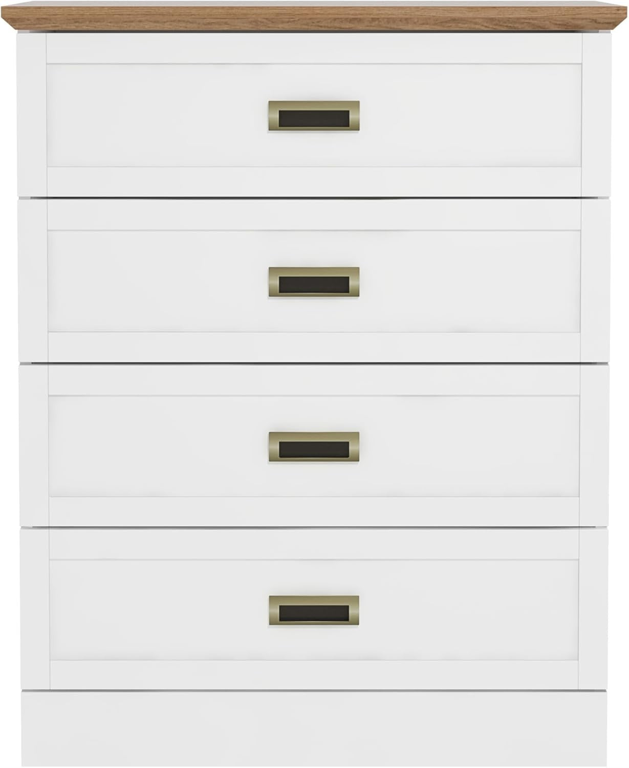 4 Drawer Chest White Oak Bedroom Storage Cabinet Modern Tall Unit