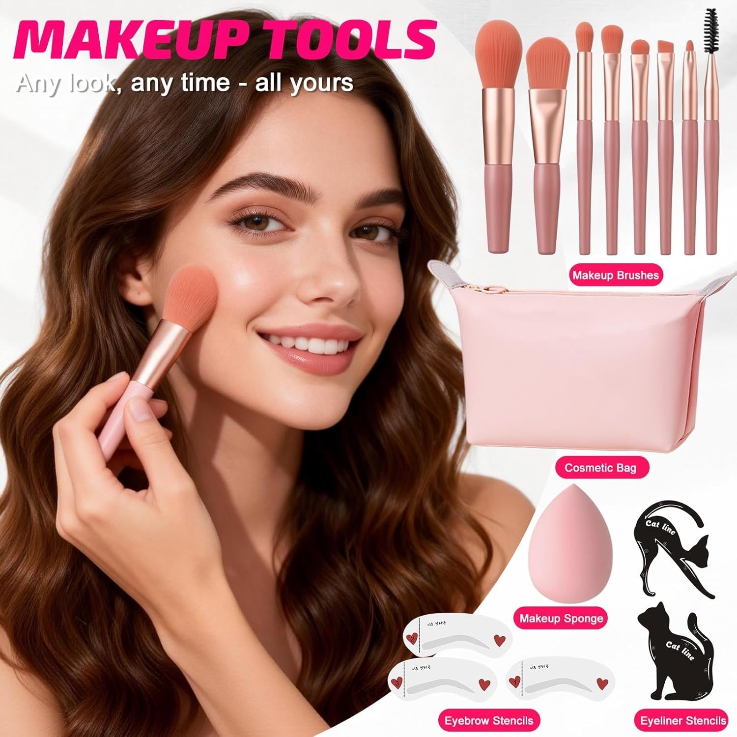 All In One Makeup Kit Gift Set 40 Colour Palette Brushes Bag