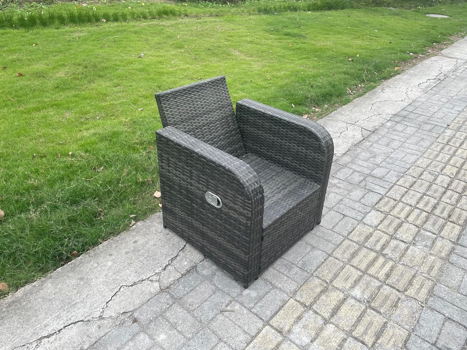 Single Rattan Recliner Chair Cushioned Garden Seat Outdoor Patio Lounge