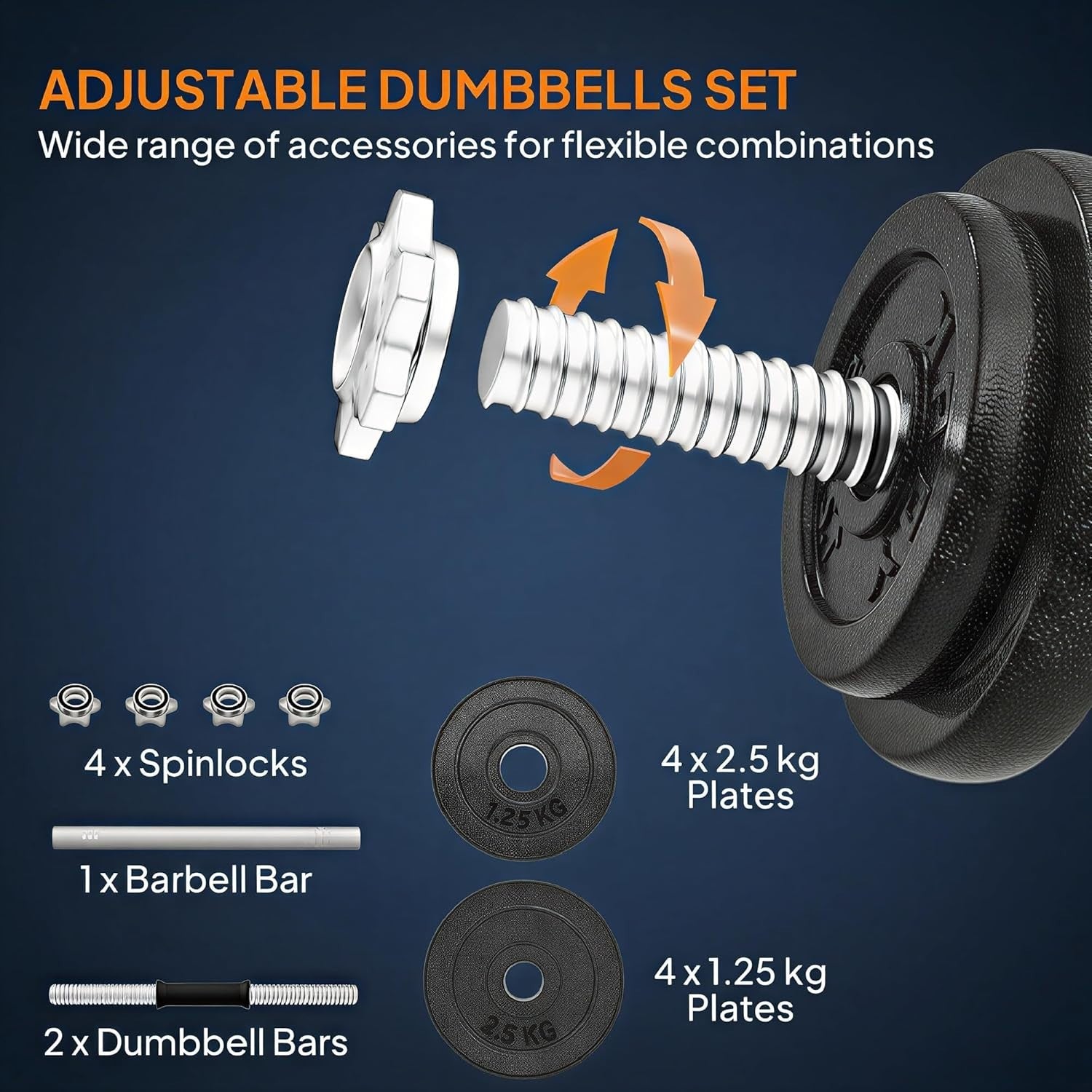 2-in-1 Adjustable Dumbbells Set 20–30kg Cast Iron Home Gym Weights