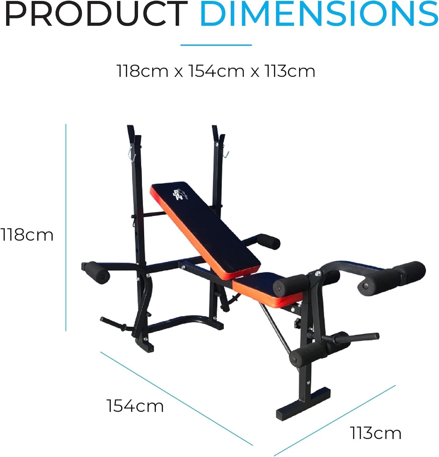 Adjustable Bench Press With Barbell Rack Foldable Home Gym Trainer