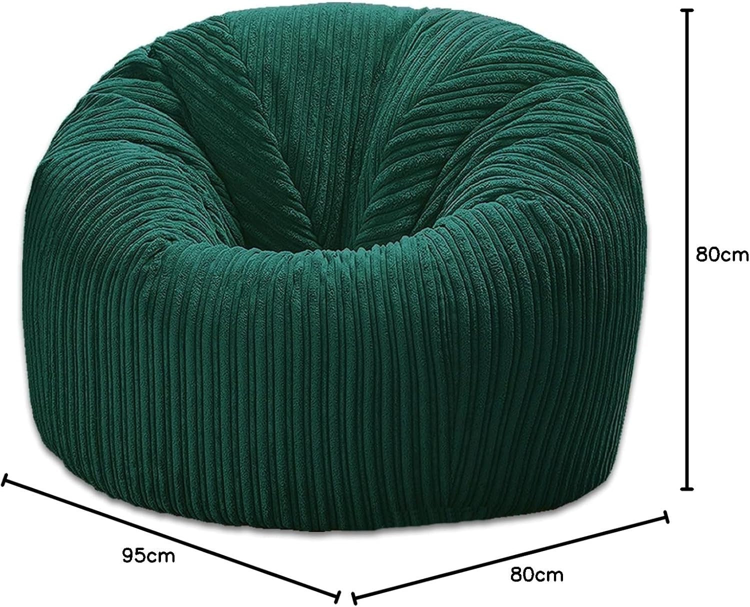 Teal Cord Beanbag Chair – XL Soft Lounge Seat for TV, Gaming, Small Spaces