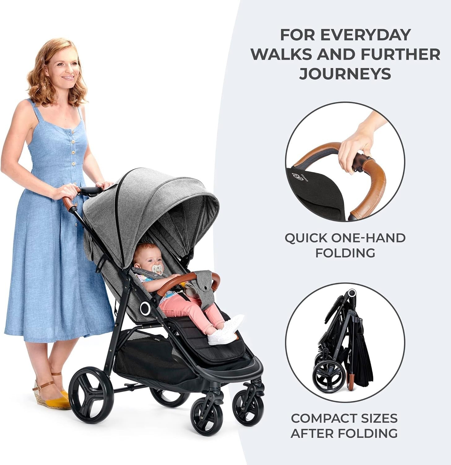 Large Baby Pushchair Stroller Lie Flat One Hand Fold All Terrain 22kg