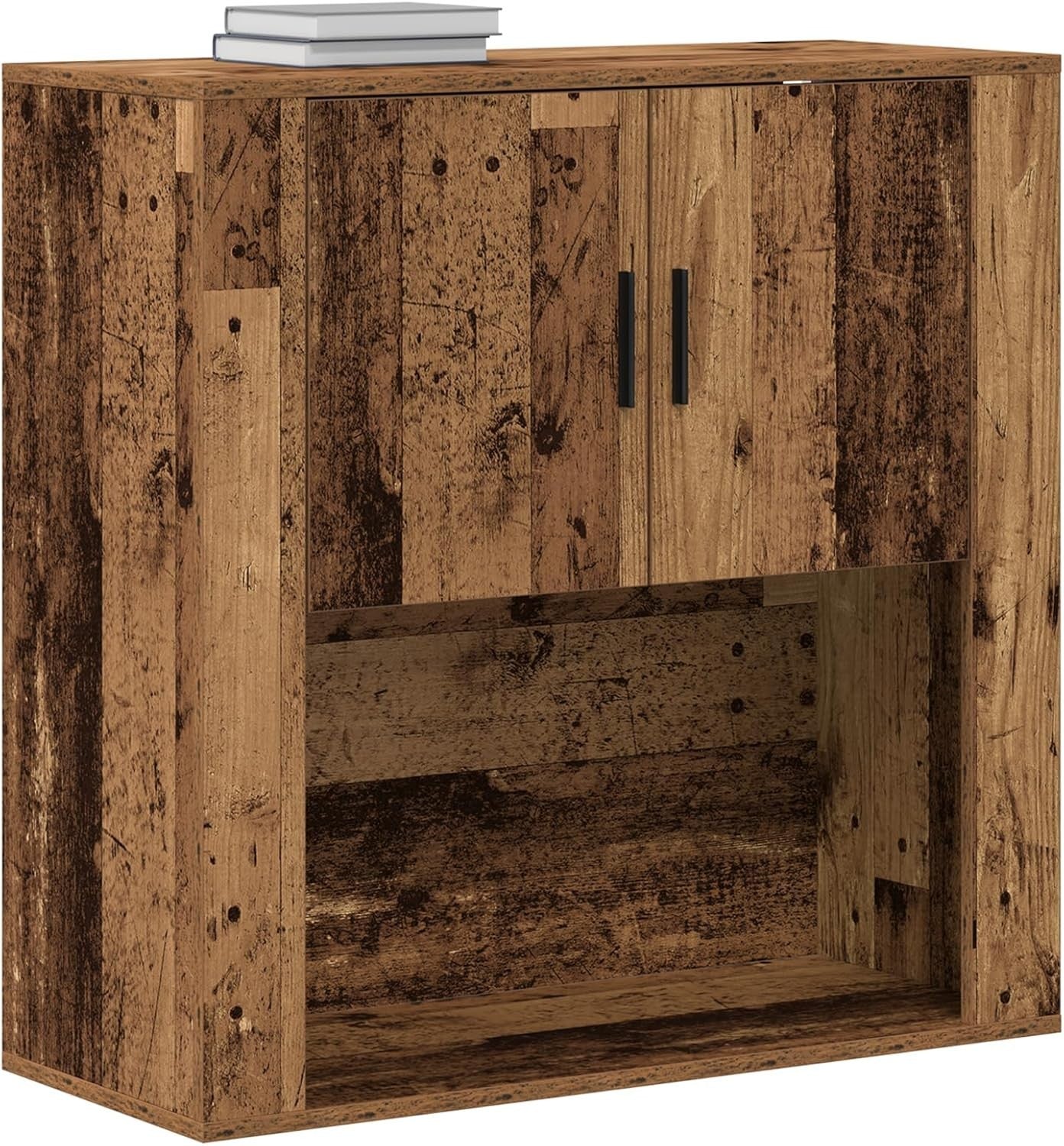 Rustic Reclaimed Wood Cabinet 2-Door Storage Unit for Bedroom & Living Room