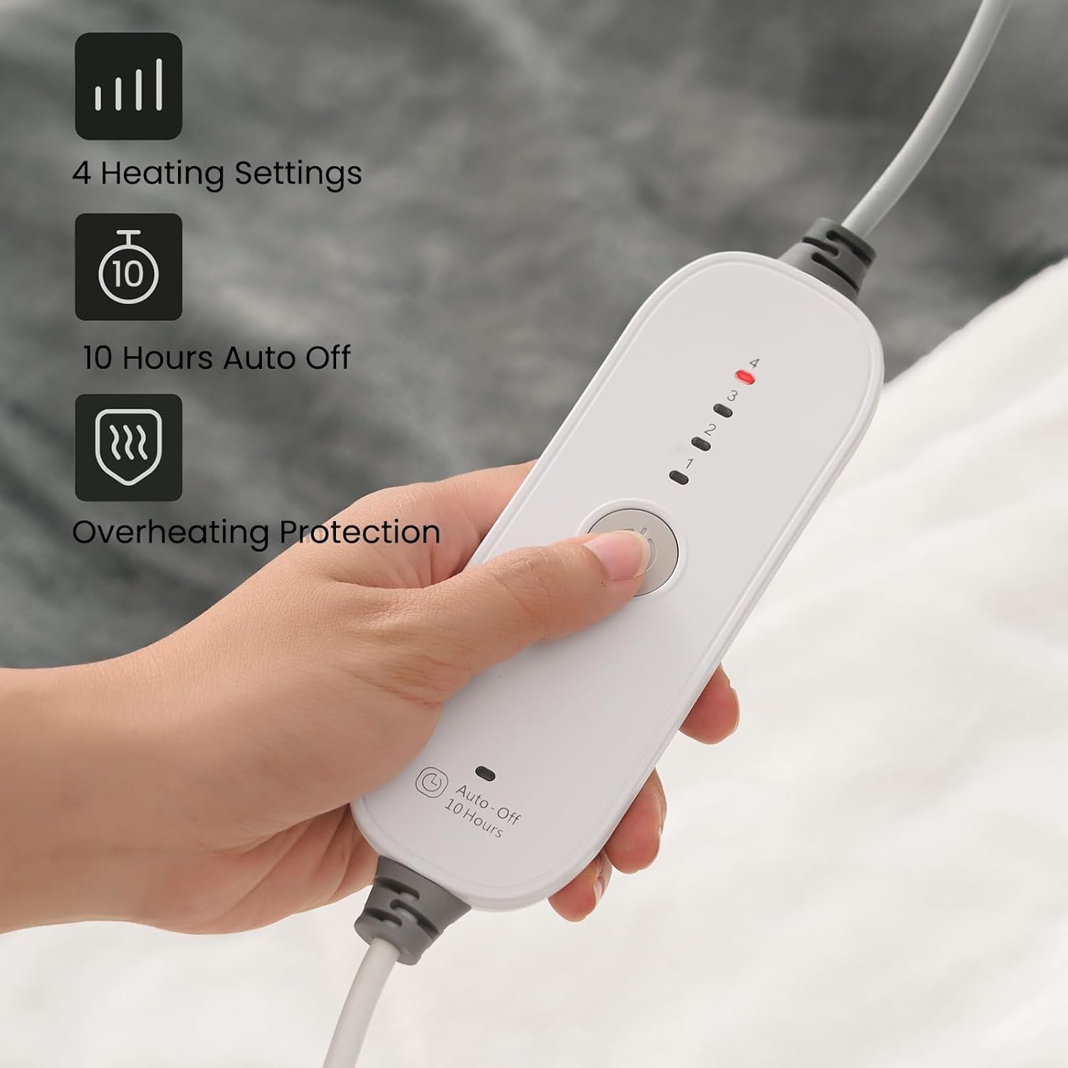 Electric Heated Blanket 180x130cm Throw Overheat Protection 4 Heat Timer