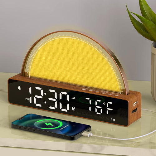 Sunrise Alarm Clock Wake Up Light Dawn Simulator USB Charger Night Lamp