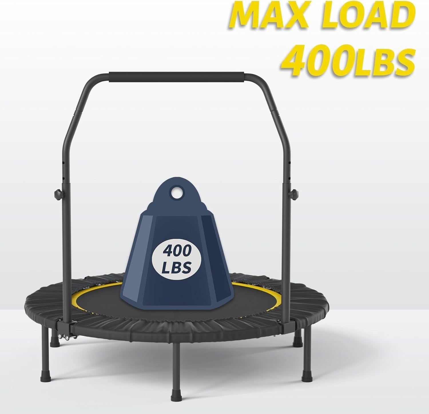 40” Folding Fitness Trampoline Rebounder Adjustable Handle 400lbs