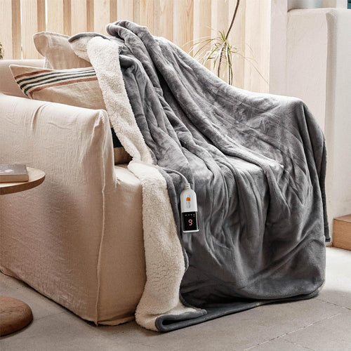 Electric Heated Throw Blanket 130x180cm Plush 9 Heat Settings Auto