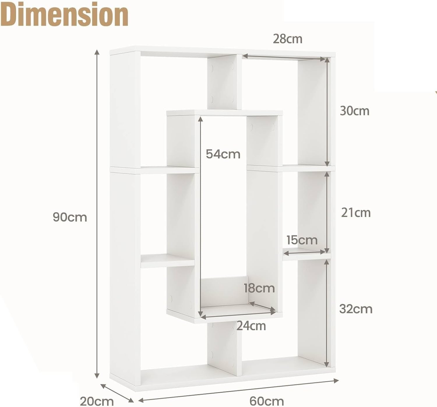 7-Cube White Geometric Bookcase Modern Room Divider Storage Display Shelf