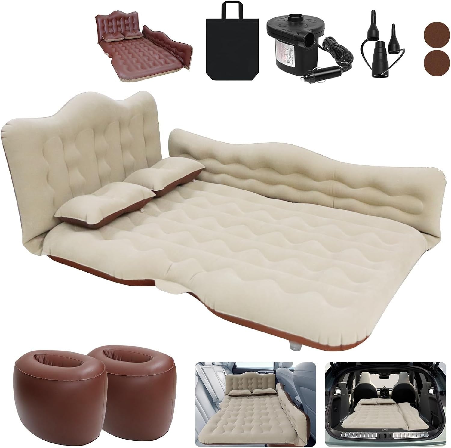 Luxury Car Air Mattress SUV Back Seat Bed w Pump Pillows Camping Travel