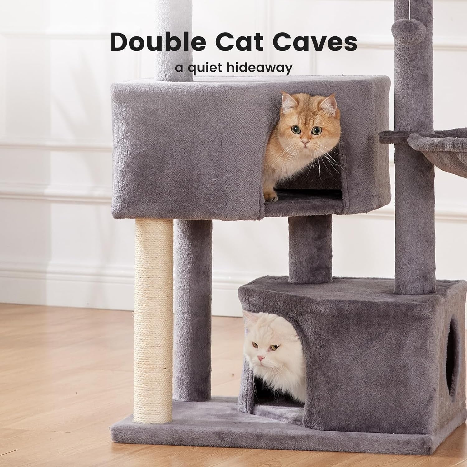Cat Tree Tower 105cm 4 Level Scratching Post Condo Hammock Play Centre