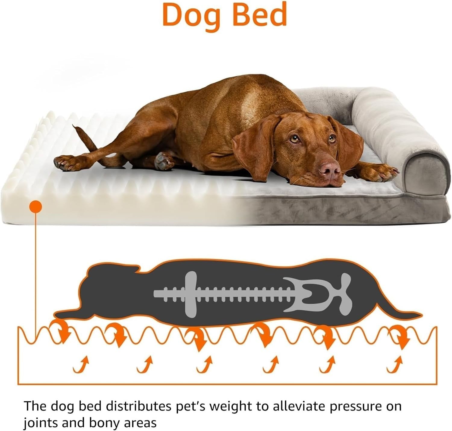 XL Orthopedic Dog Bed 112x89cm U Shape Bolster Taupe Washable