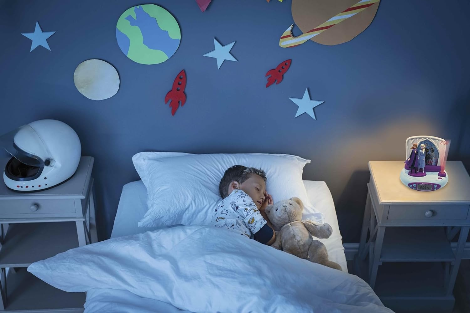 Kids Projector Alarm Clock Night Light Ceiling Display Sound Effects