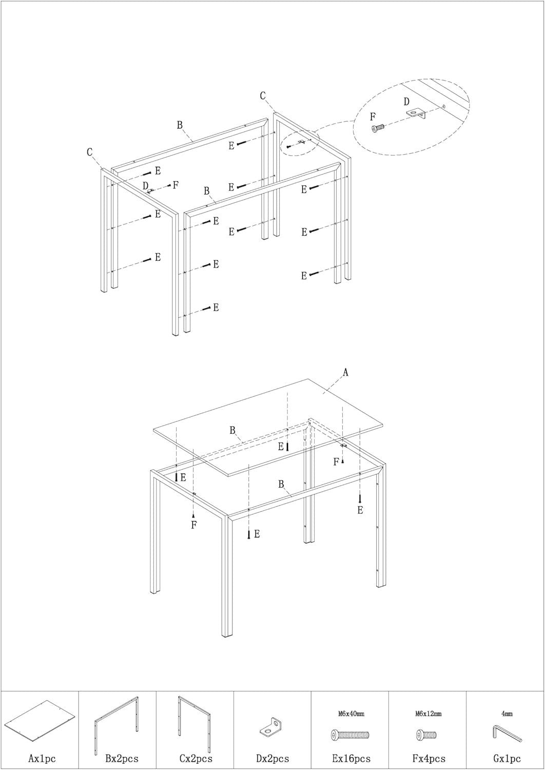 5-Piece Dining Table & Chairs Set with Storage Shelf, Modern Metal Dining Set