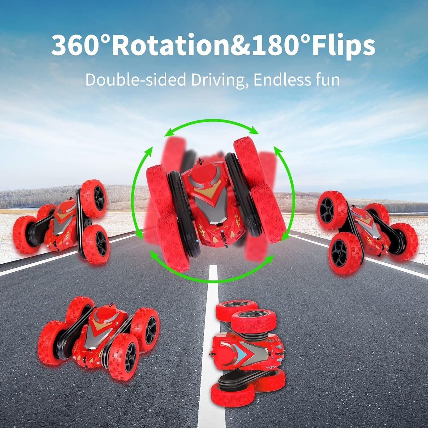 4WD RC Stunt Car, 360° Flips Rotating Remote Control Car 2.4GHz Toy Gift for Kid