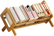 Wooden Desktop Tilting Bookcase Shelf – Bamboo Organizer for Books & Magazines